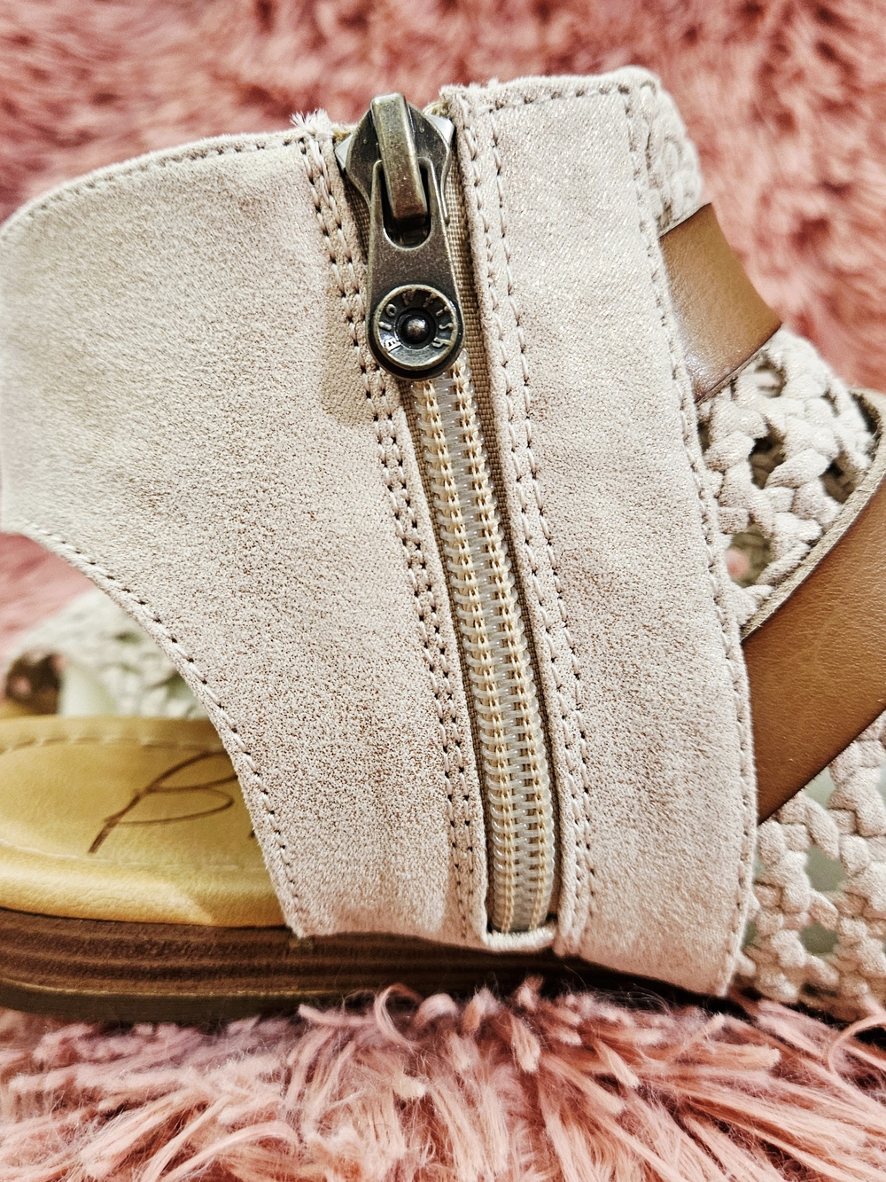 Blowfish Cream Woven Slide Sandal with Tan Insole - Picture 4 of 5